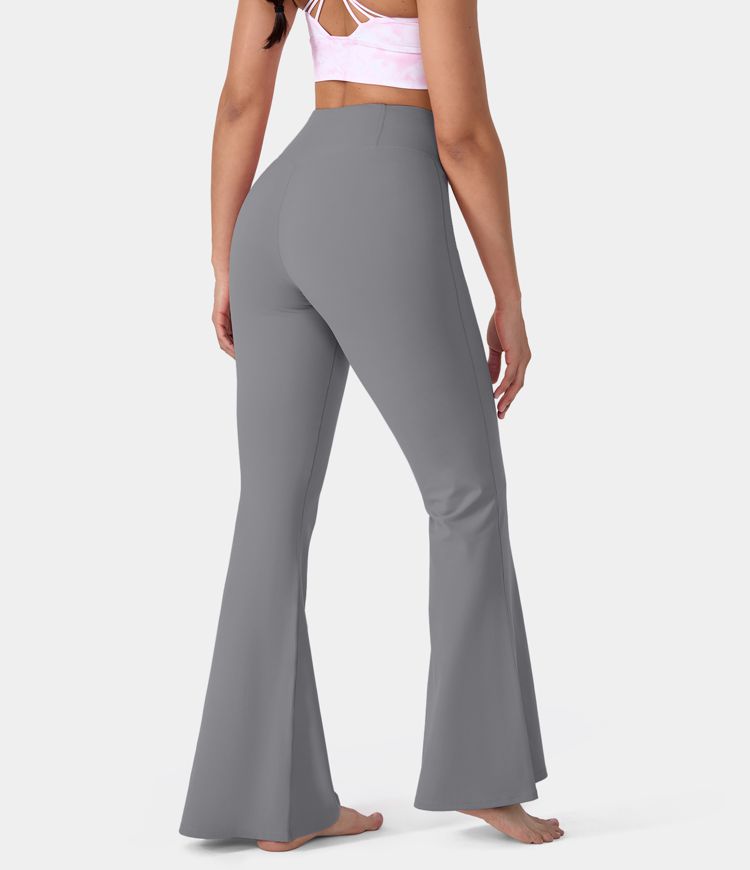 Halara Crossover High Waisted Back Pocket Super Flare Leggings