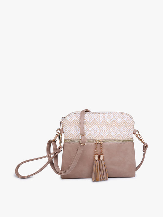 Tara 2 Tone Crossbody/Wristlet w/ Front Zip Pocket