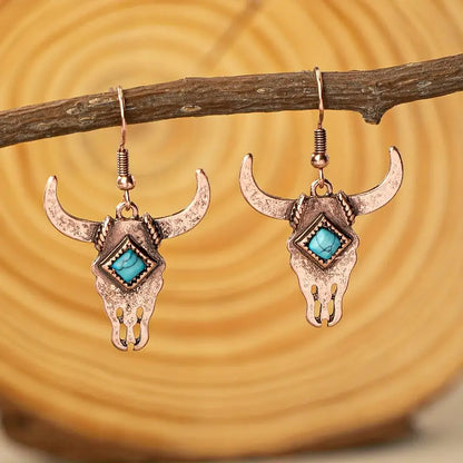 Retro Bull Head Earrings