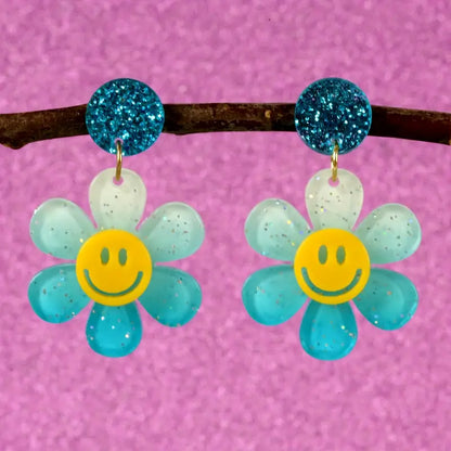 Flower Smiling Face Dangle Earrings