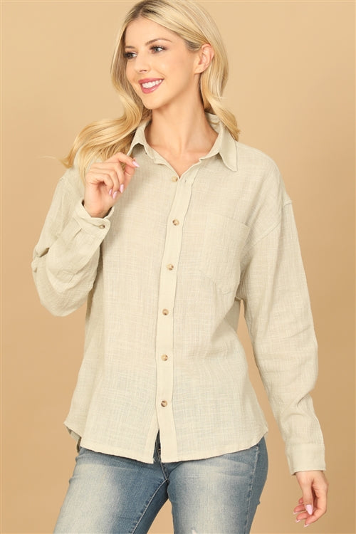 Sage Button Down