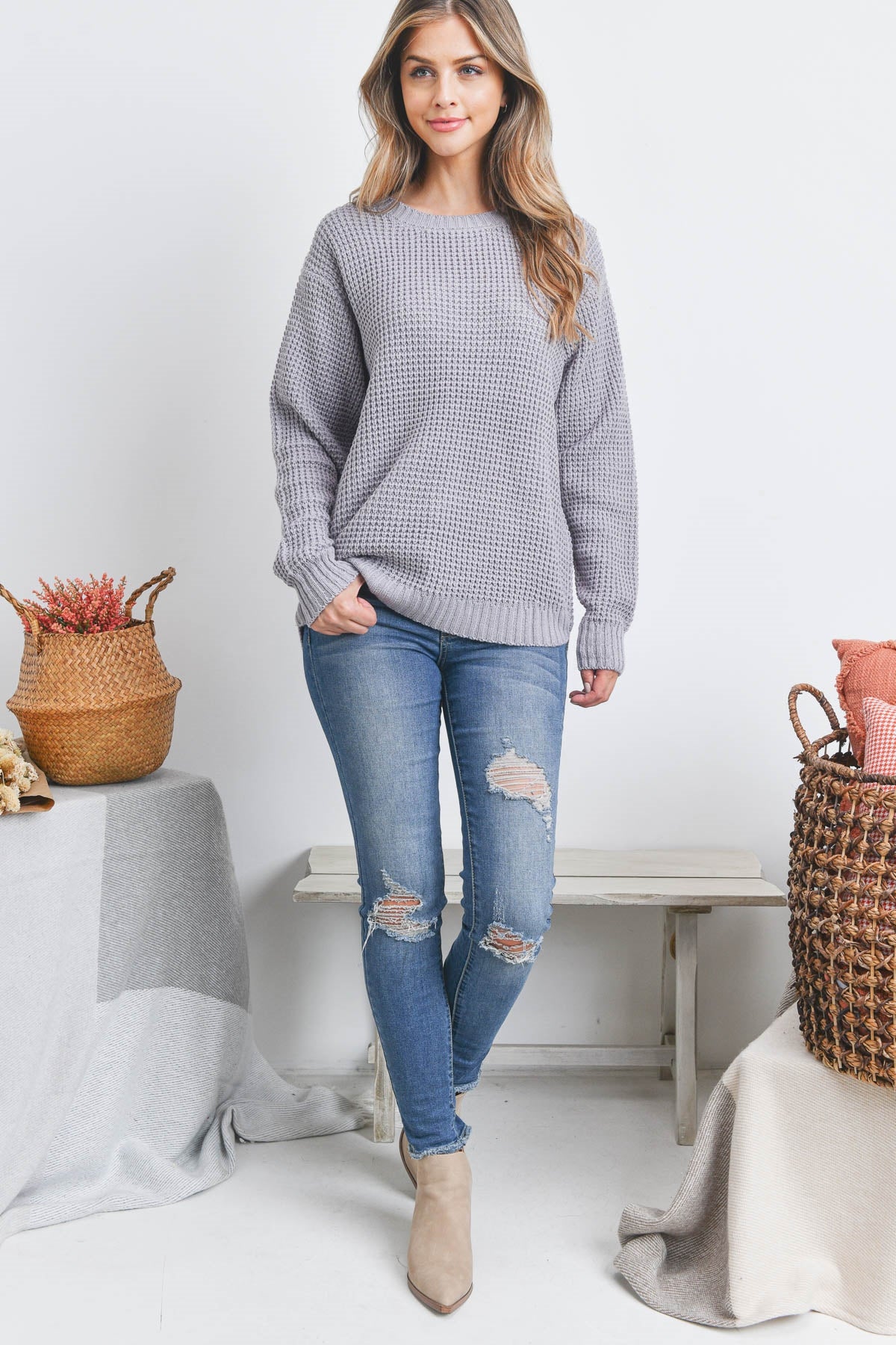 Light Grey Waffle Top