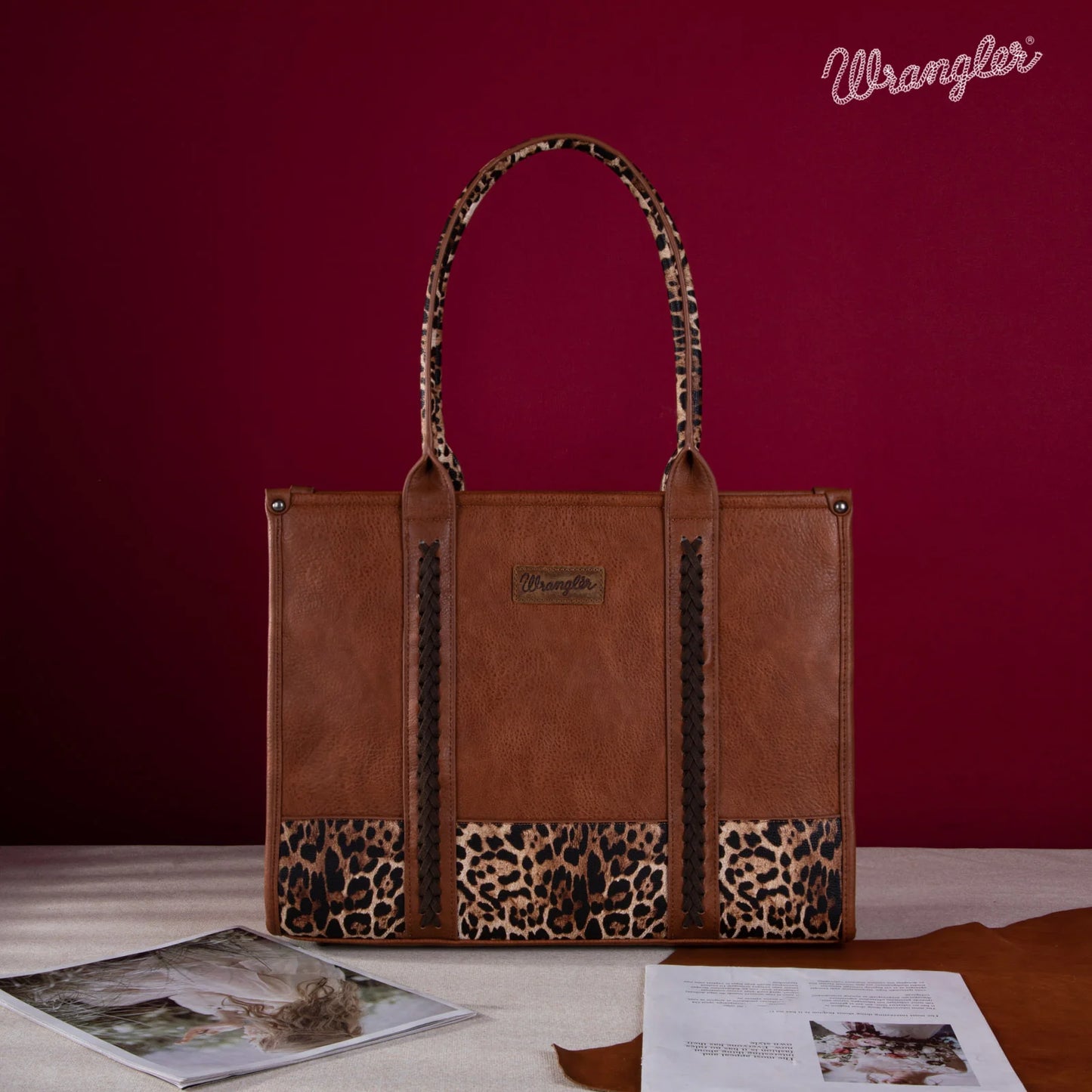 Wrangler Leopard Print Concealed Carry Wide Tote