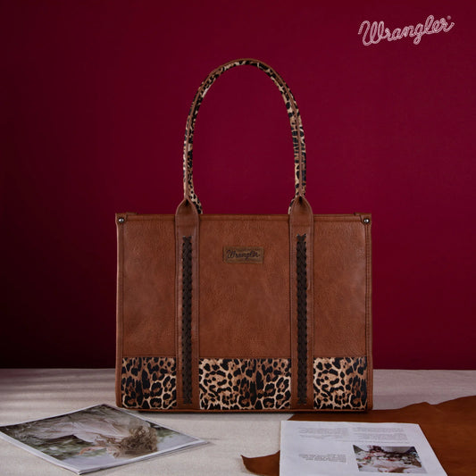 Wrangler Leopard Print Concealed Carry Wide Tote