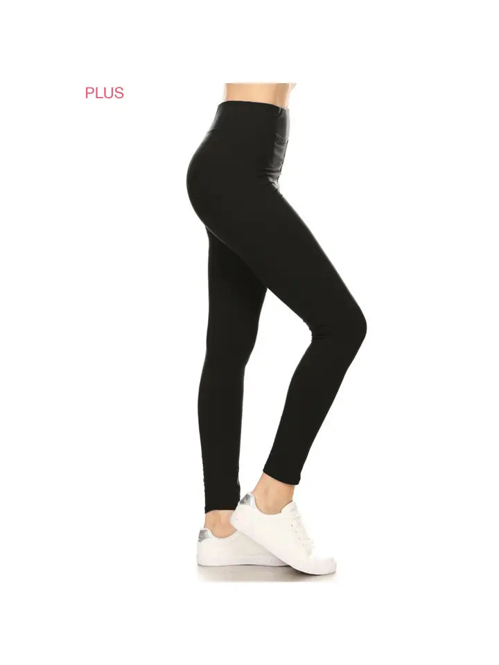 PLUS BUTTERY SOFT SOLID HIGH WAISTED LEGGINGS - 3 INCH