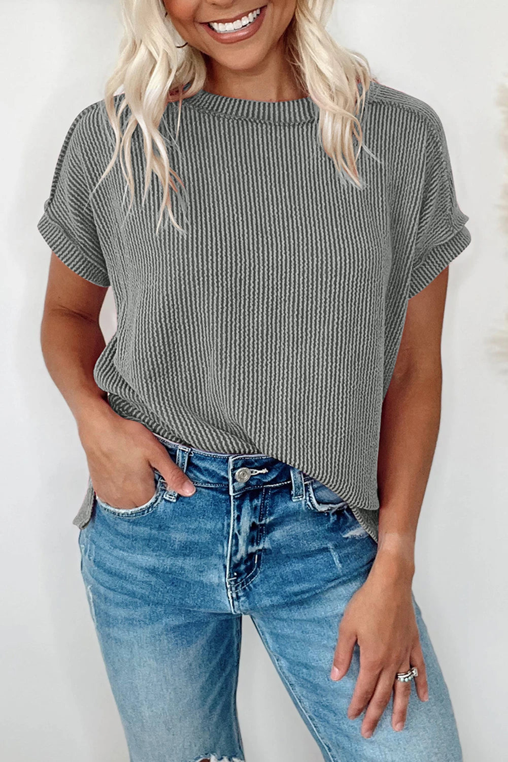 Ribbed Knit Blouse