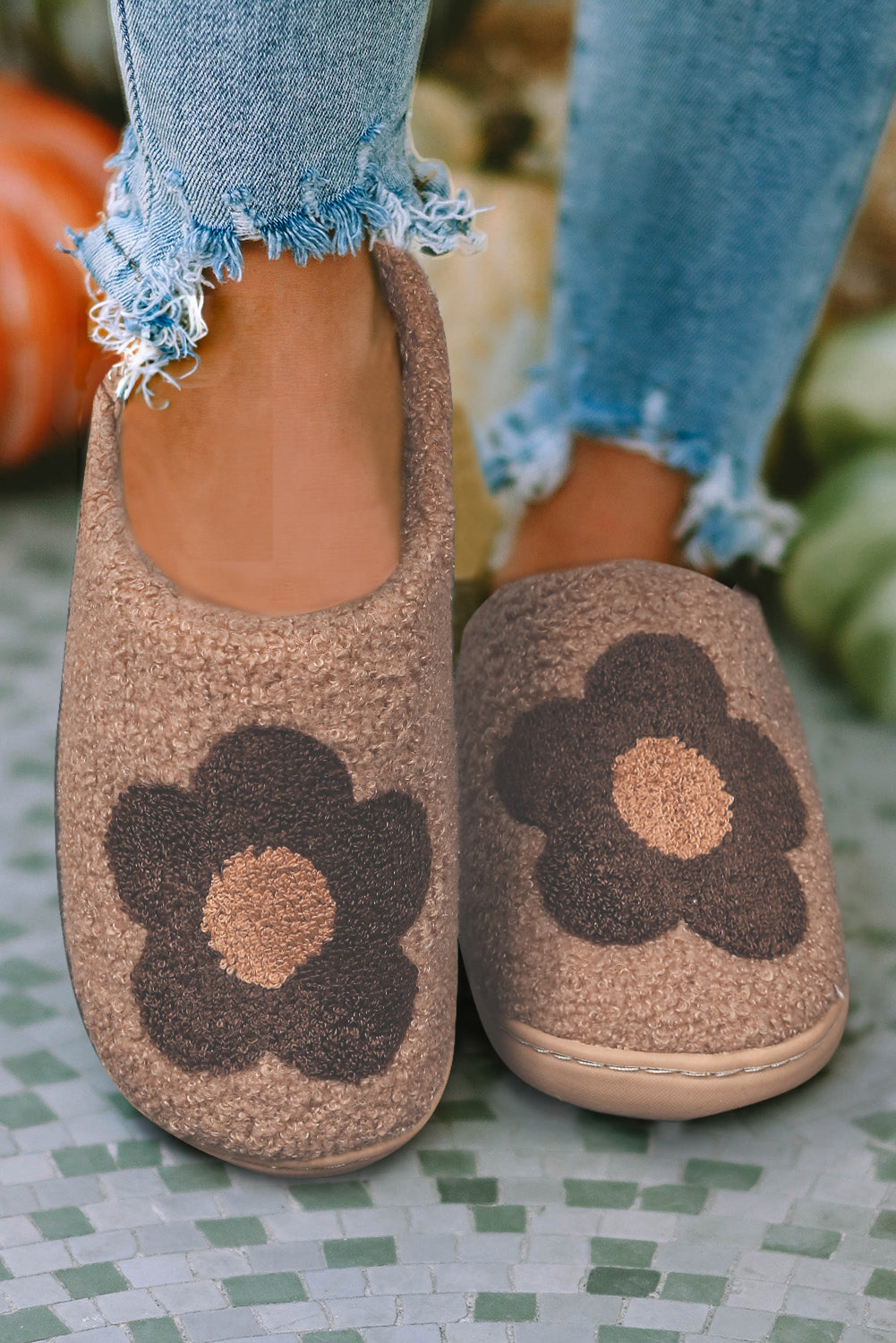 Fuzzy Flower Slippers