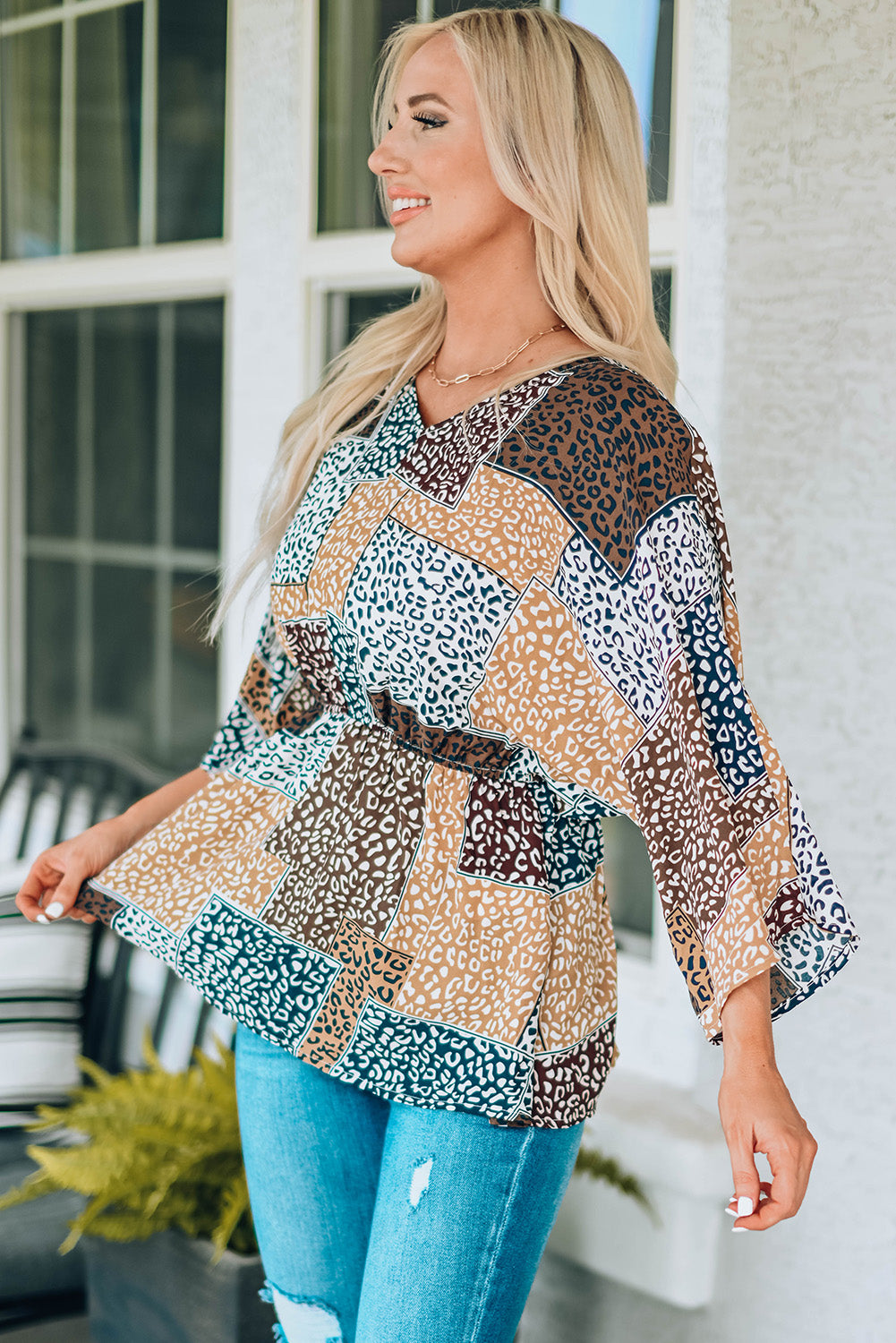 Leopard 3/4 Sleeve Blouse