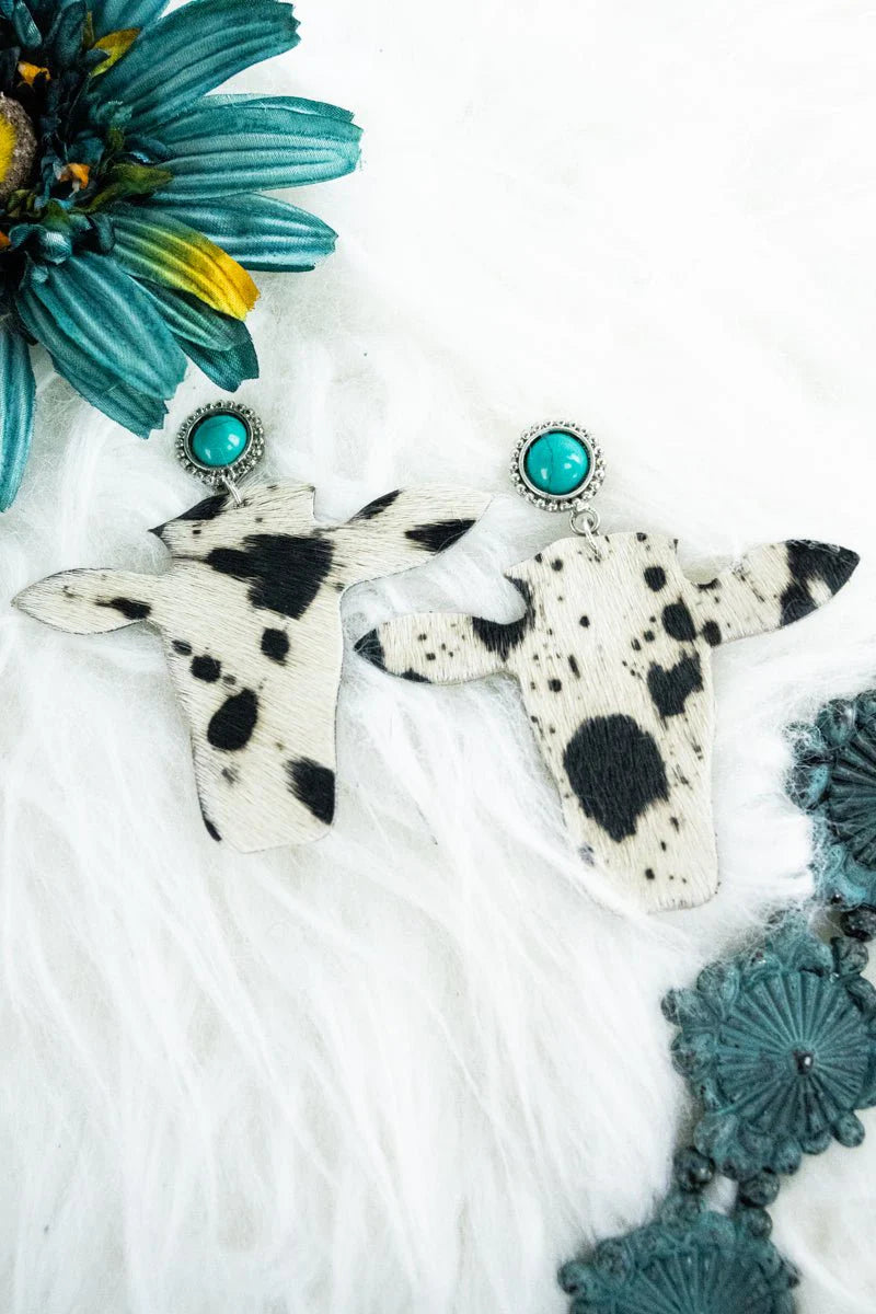 Turquoise Susanna Black Steer Earrings