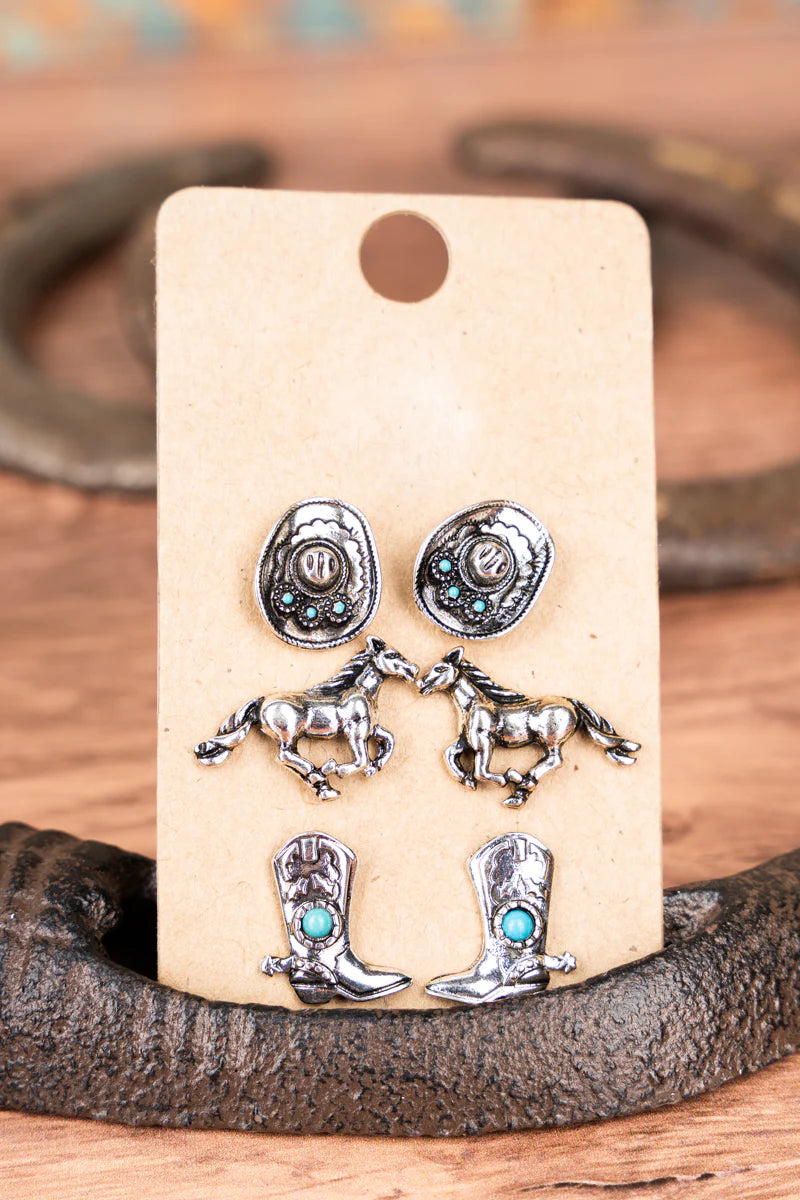 TURQUOISE ANNIE'S RODEO STUD EARRINGS