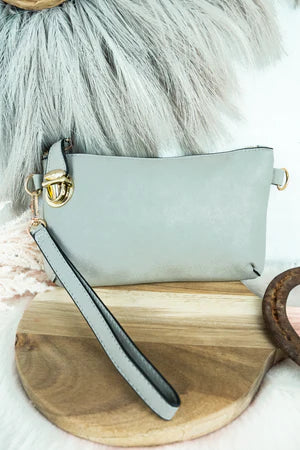 GRAY BUCKLE LOCK LARA CLUTCH