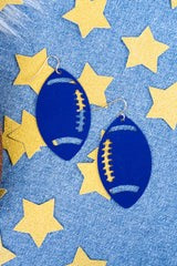 Tailgating Royal Blue Football Earrings