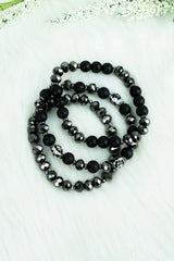 Wildomar Black Beaded Bracelet Set