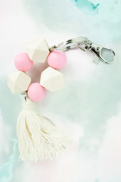 NEVER OUT OF REACH BEADED RING KEYCHAIN